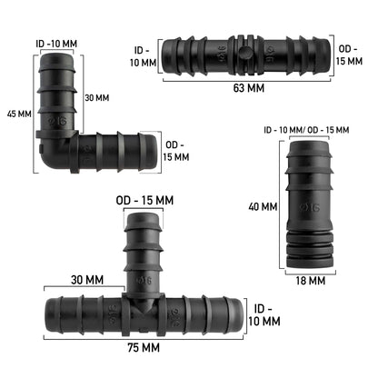 Mix 1/2" Barb Connectors POROUS10