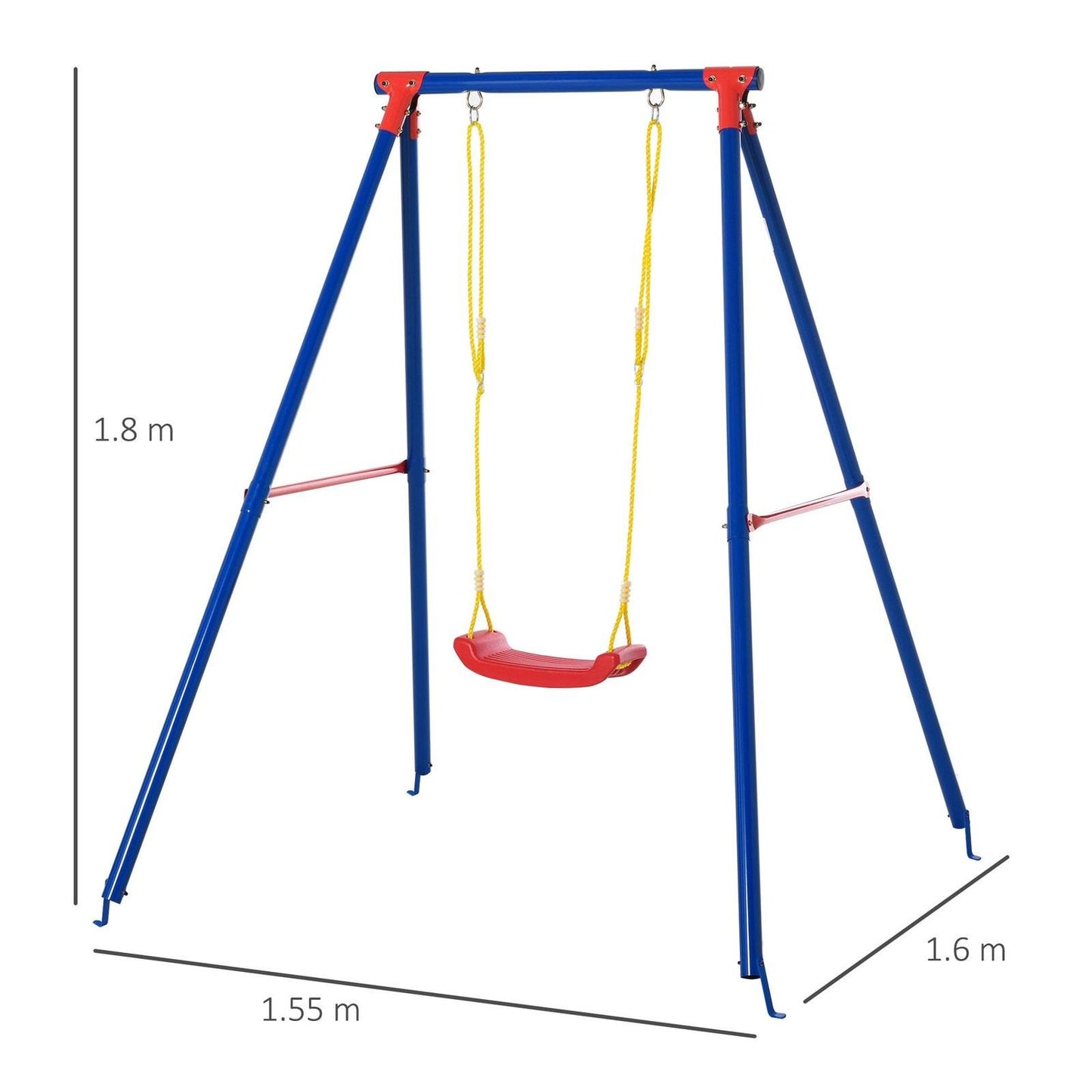 Metal Swing Set With Adjustable Rope Heavy Duty A-Frame Stand Outdoor Playset