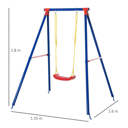Metal Swing Set With Adjustable Rope Heavy Duty A-Frame Stand Outdoor Playset