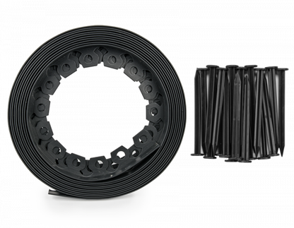 Lawn Border Set, Easy Border 60mm Black 10m With Pegs