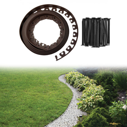 Lawn Border Set, Easy Border 60mm Brown 10m With Pegs