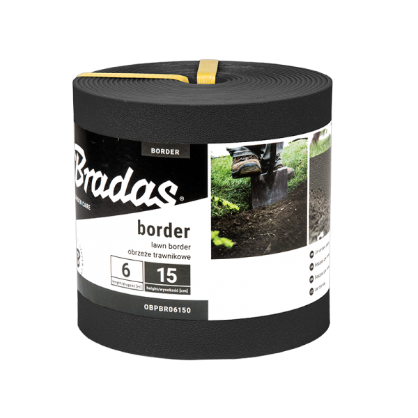 Heavy Duty Lawn Border Edging, 6m x 15cm, Black