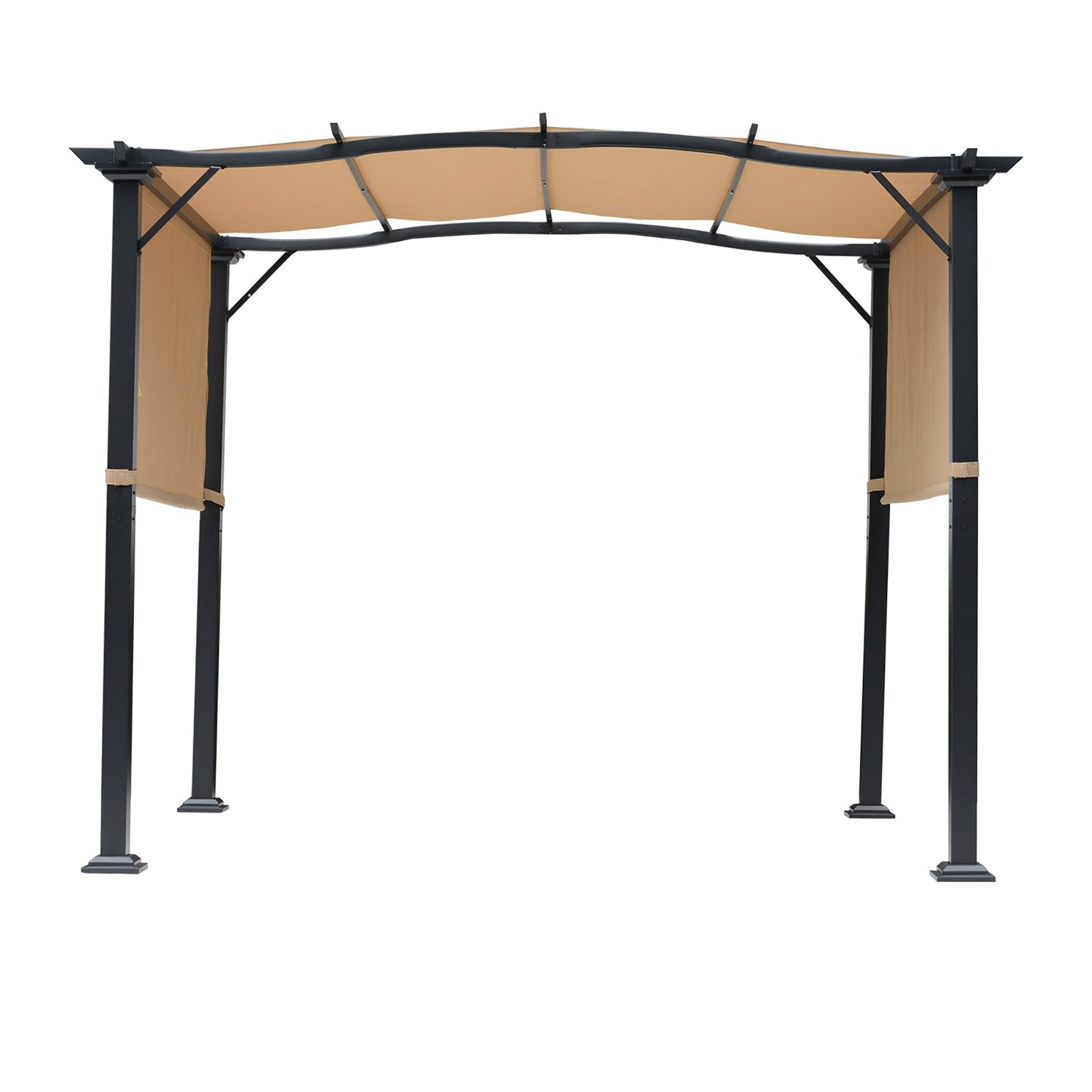 Outdoor Retractable Pergola Garden Gazebo with Two Adjustable Side Canopy Overhead Sun Shade Backyard Canopy Cover