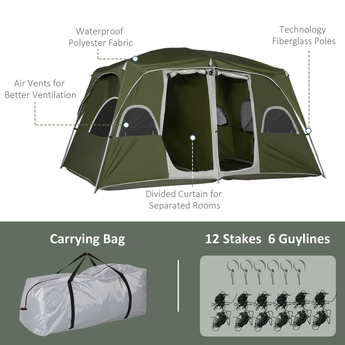 Camping Tent 8 Man 400 x 275 x 210 cm Waterproof