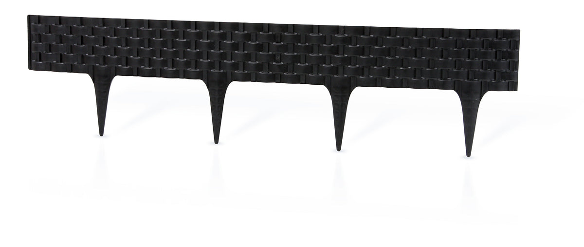 Lawn Edging, Plastic Palisade Rattan Effect, 2.4m, Black