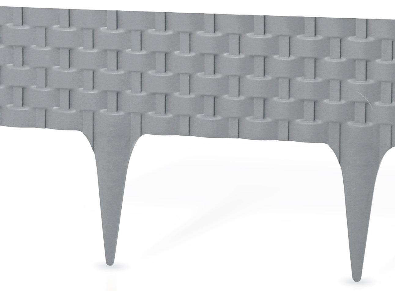 Lawn Edging, Plastic Palisade Rattan Effect, 2.4m, Gray