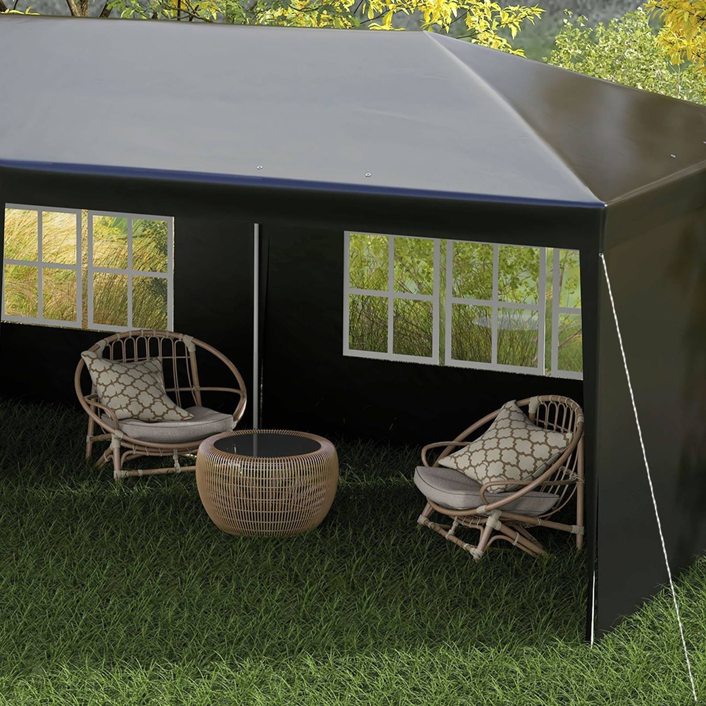 6 x 3m Half-Open Garden Gazebo