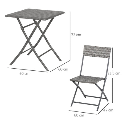 2 Seater Chair Bistro Set Garden Patio Table & Chair Black Rattan Furniture Grey
