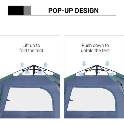 Fibreglass Frame 3/4 Person Lightweight Camping Tent Green