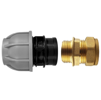 Brass Compression 22mm Straight with 20mm MDPE Straight