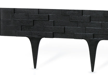 Lawn Edging, Plastic Palisade Slate Effect, 2.38m, Black