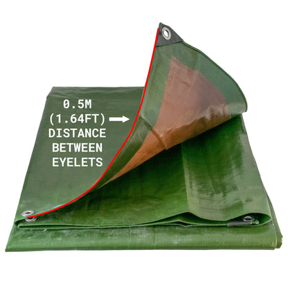 Green/Brown L-Grade Tarpaulin 8m x 12m