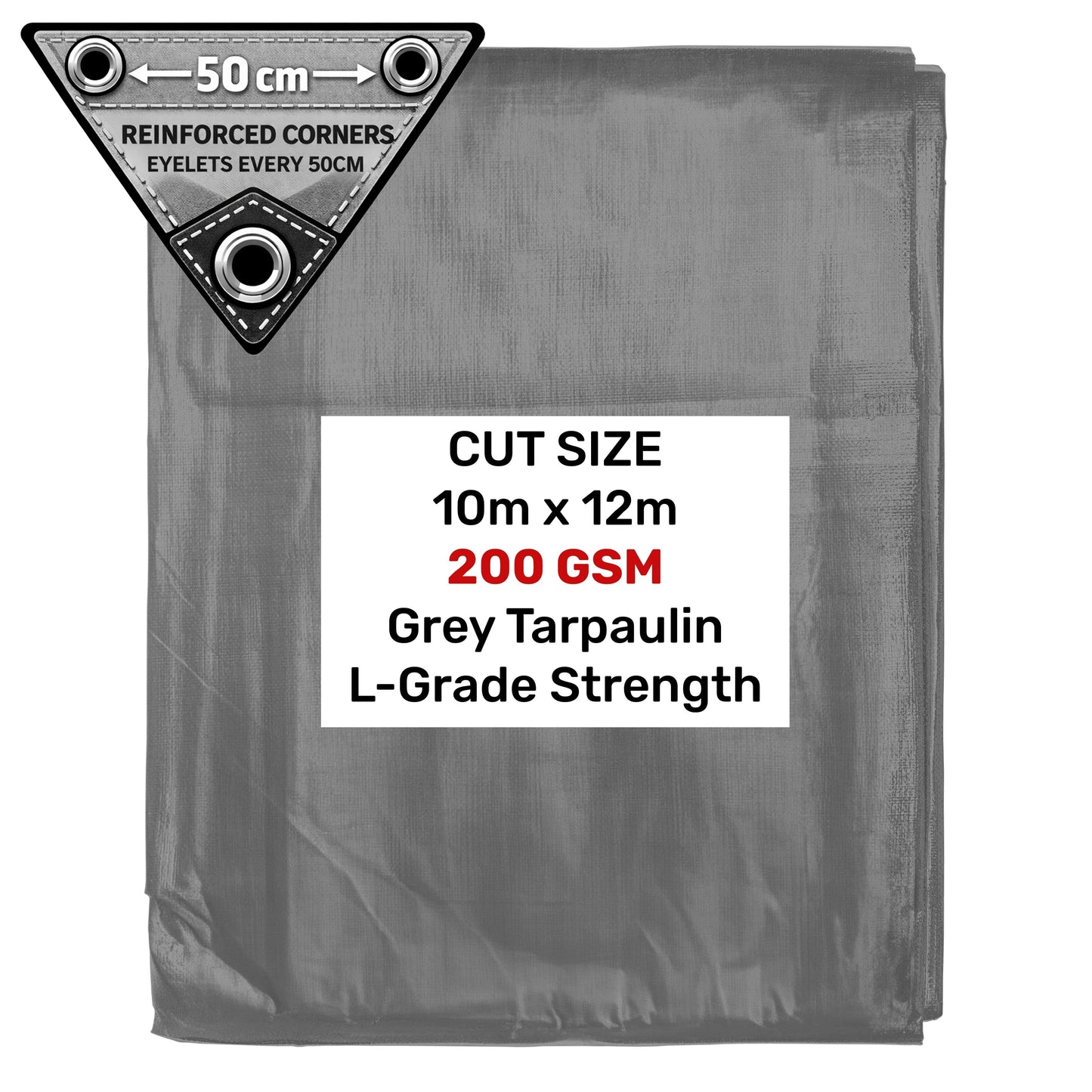 Grey L-Grade Tarpaulin 10m x 12m