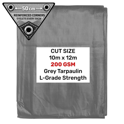 Grey L-Grade Tarpaulin 10m x 12m