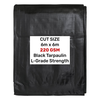 Black/Silver L-Grade Tarpaulin 6m x 6m