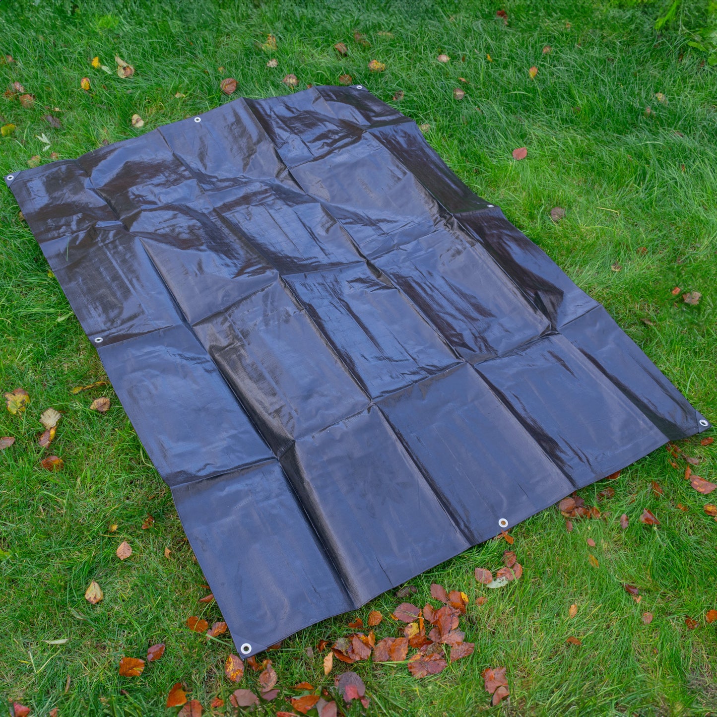 Black/Silver L-Grade Tarpaulin with 10m of 6mm Bungee Rope and 10 x Screw Type Tarp Clips