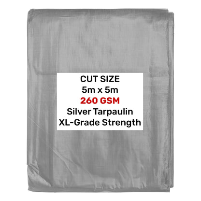 Silver XL-Grade Tarpaulin 5m x 5m