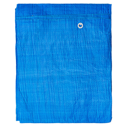 Blue S-Grade Tarpaulin with 10 x 6" Bungee Balls (Black) and 10 x Screw Type Tarp Clips