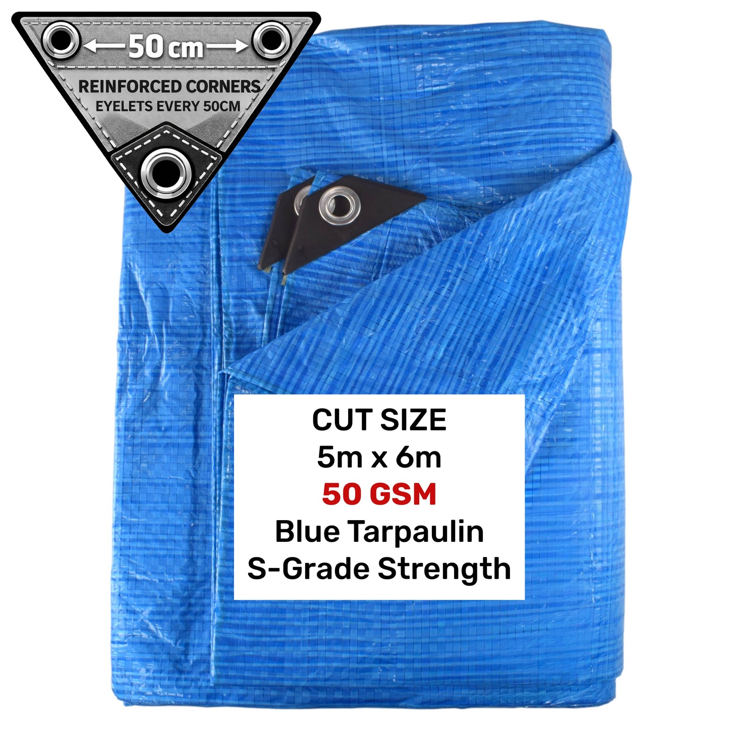 Blue S-Grade Tarpaulin 5m x 6m