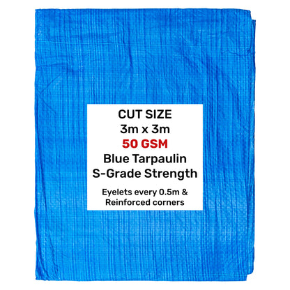Blue S-Grade Tarpaulin 3m x 3m