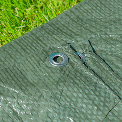 Green S-Grade Tarpaulin with 10 x 6" Bungee Balls (Black) and 10 x Screw Type Tarp Clips