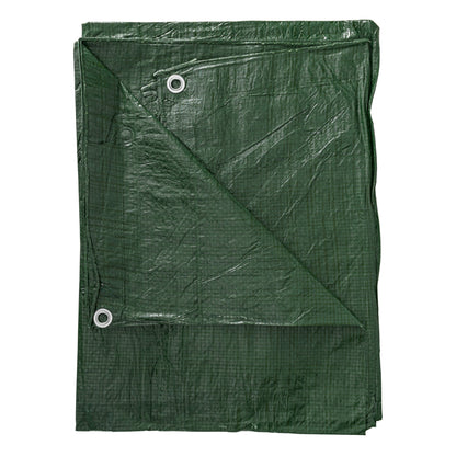 Green S-Grade Tarpaulin with 10 x 6" Bungee Balls (Black) and 10 x Screw Type Tarp Clips