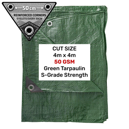 Green S-Grade Tarpaulin 4m x 4m