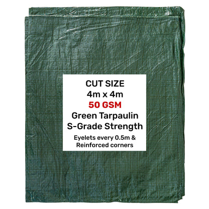 Green S-Grade Tarpaulin 4m x 4m