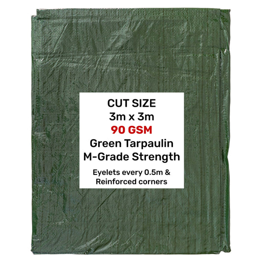 Green M-Grade Tarpaulin 3m x 3m