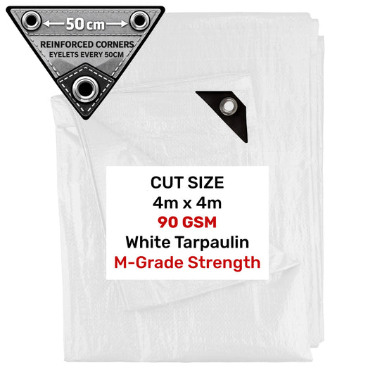 White M-Grade Tarpaulin 4m x 4m