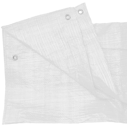 White M-Grade Tarpaulin with 10m of 6mm Bungee Rope and 10 x Screw Type Tarp Clips
