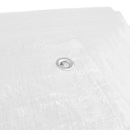 White M-Grade Tarpaulin with 10 x 6" Bungee Balls (Black)