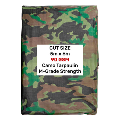 Camouflage M-Grade Tarpaulin 5m x 6m