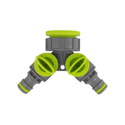 Wall Flange Kit 25mm MDPE + Brass Bib Tap + Lime Two Way Tap Splitter