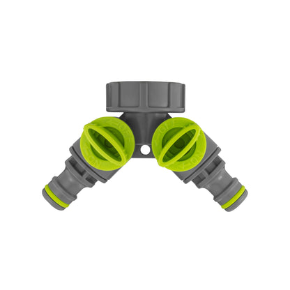 15mm Brass Wall Flange Kit with Grey Dial Tap + Two-Way Splitter