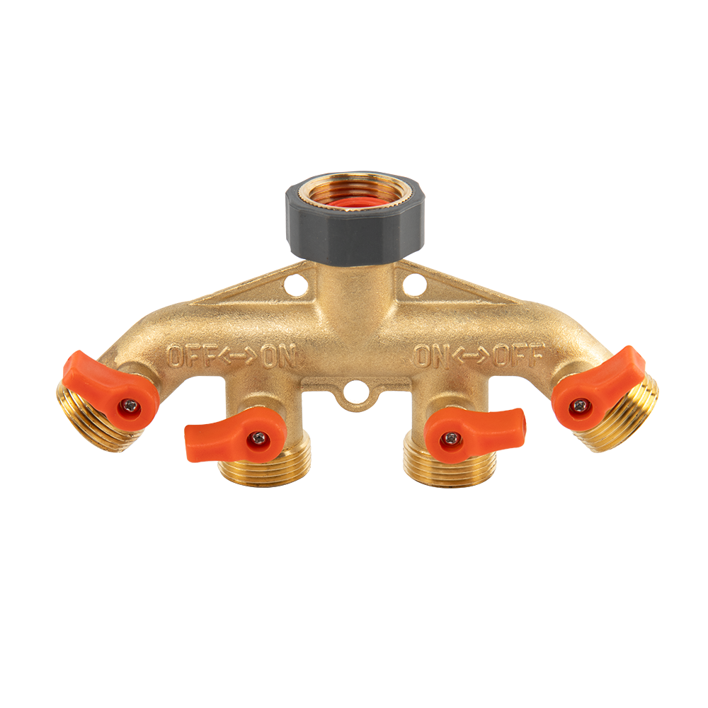 Four Way Tap Splitter Brass 3/4