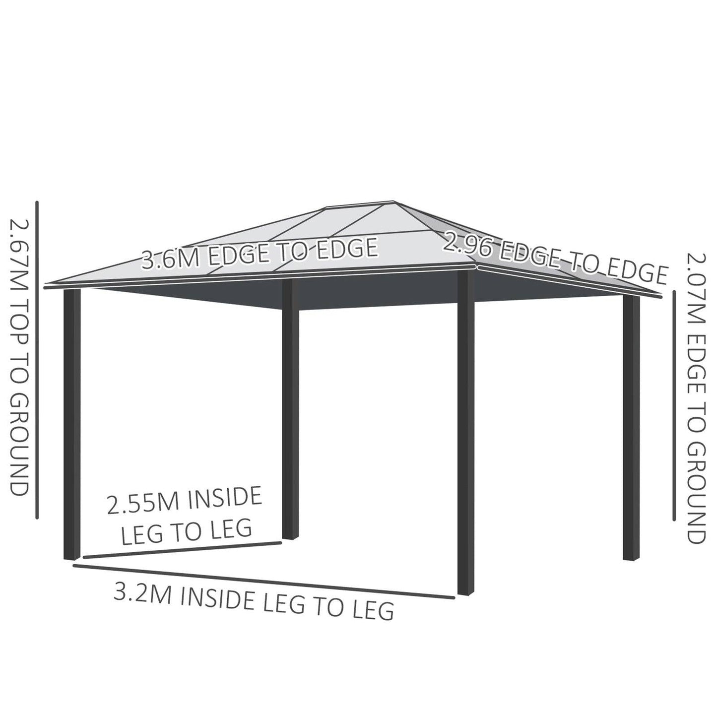 3 x 3.6 m Hardtop Gazebo Canopy