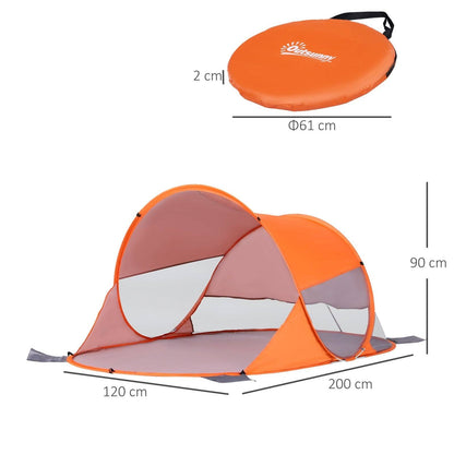 Fibreglass Frame 2 Person Pop-Up Lightweight Camping Tent Orange