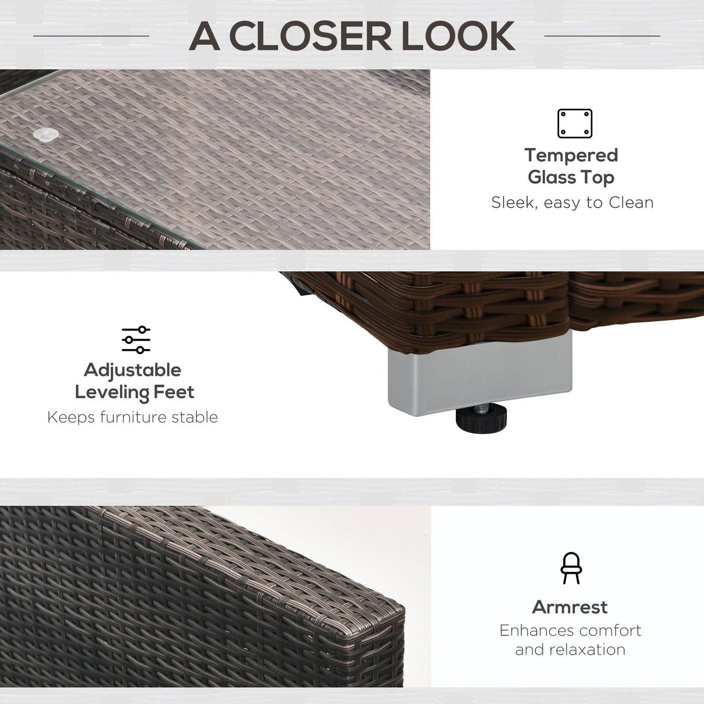 8-Pieces PE Rattan Corner Sofa Set with Thick Cushions