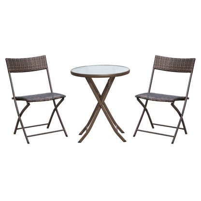 2 Seater Wicker Rattan Bistro Set-Brown