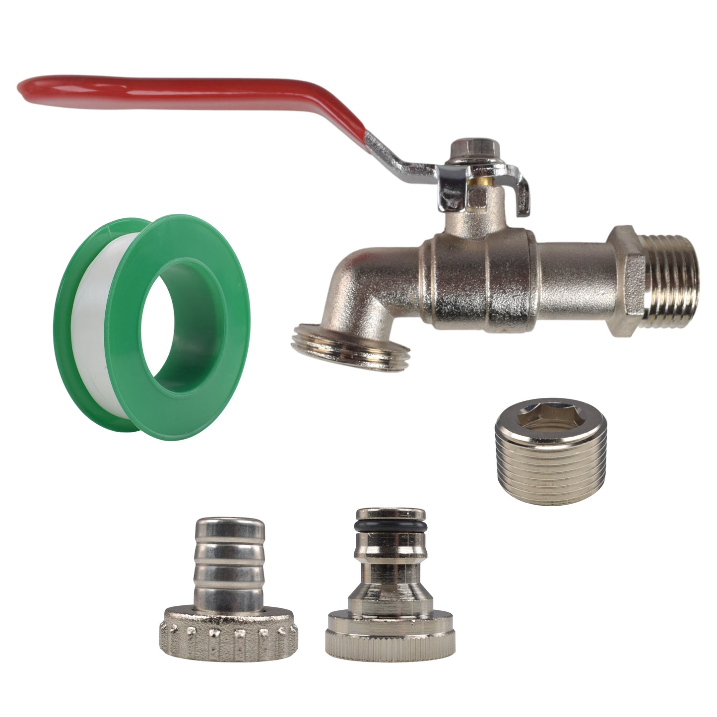 Lever Tap Kit with Barb/Quick Connect Outlet, 1/2" and 3/4" BSP Thread Inlet