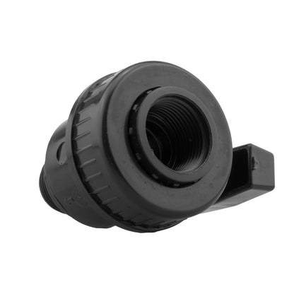 IBC 2” S60X6 Cap with Large Plastic Valve, 2” BSP Elbow and 50mm Barb Straight