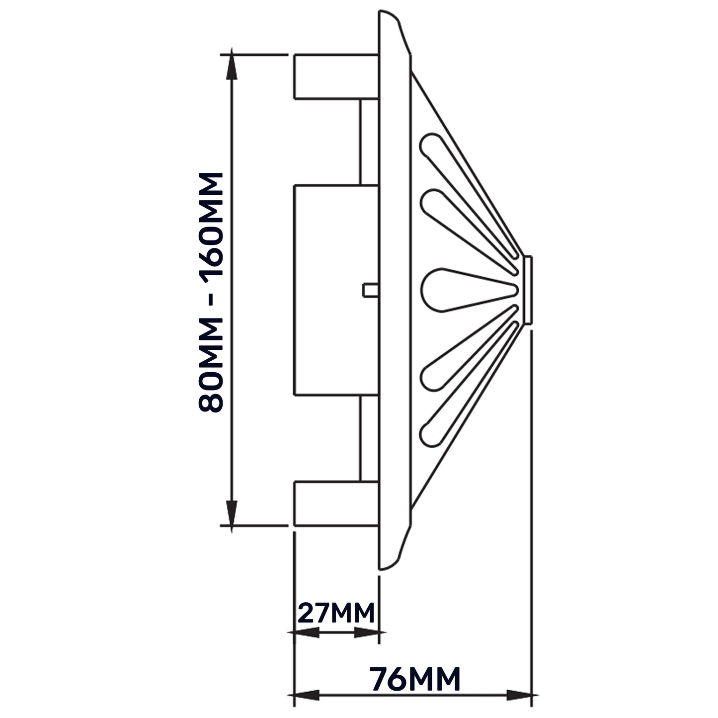 Adjustable Louvre Vent Round 80mm-160mm White