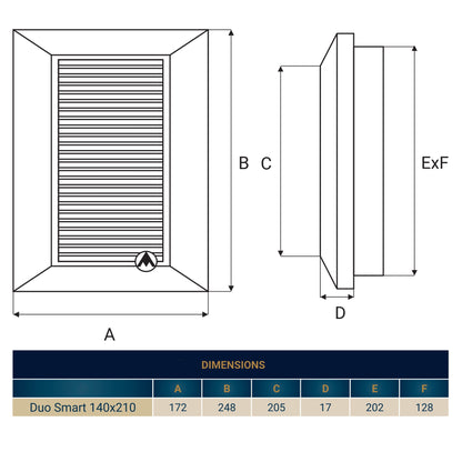 Louvre Vent Duo Smart 140/210 140mm X 210mm With Fly Mesh