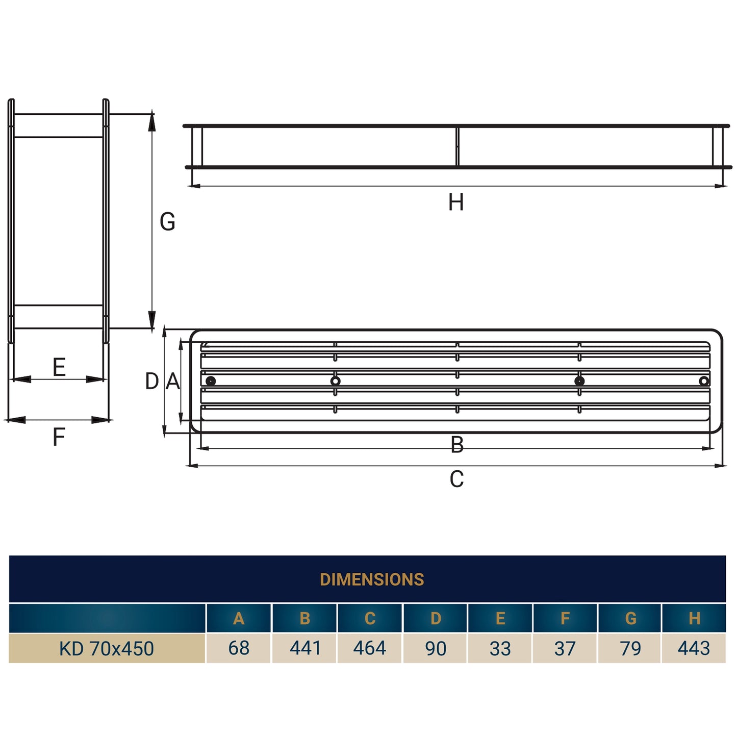 Door Louvre Vent KD 70mm—450mm