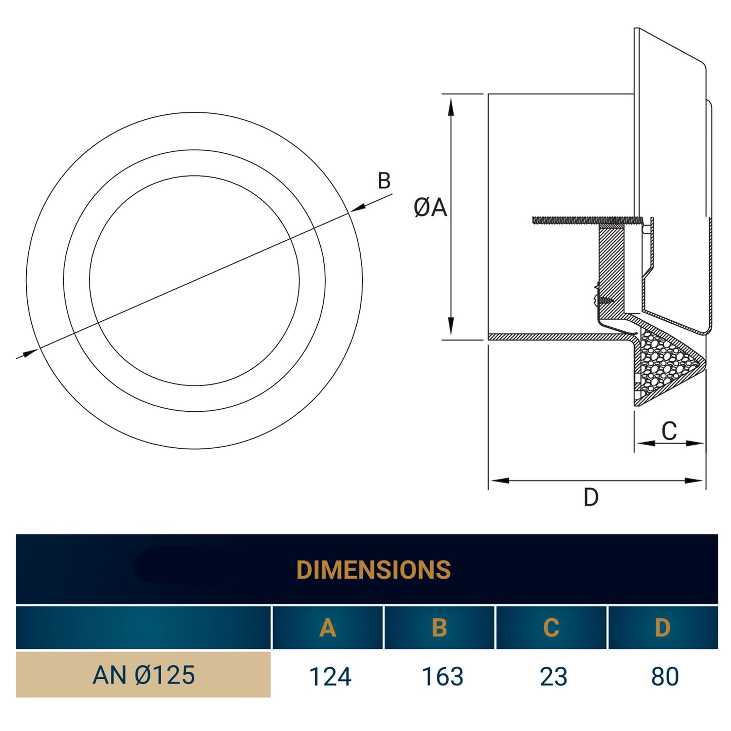 White ABS Extract Ceiling Valve 125mm