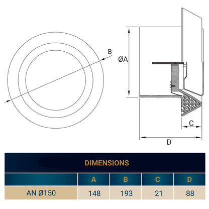 White ABS Extract Ceiling Valve 150mm