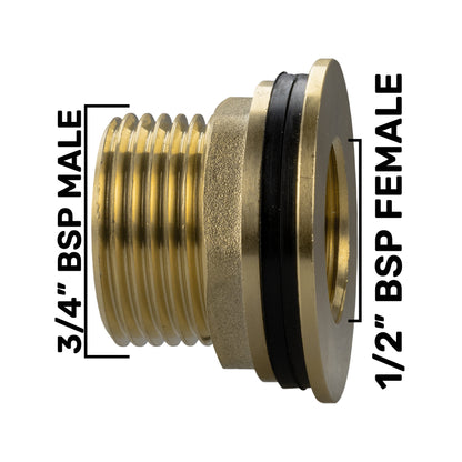 Water Butt Brass Kit 3/4" with Extended Brass Chrome Tap ½” Barb and Drill Bit