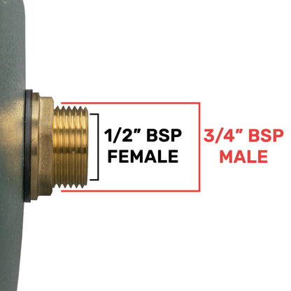 Water Butt Brass Kit 3/4" with Extended Brass Chrome Tap 1/2"  Barb
