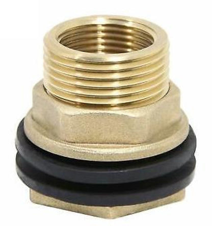 Water Butt Brass 1" BSP Male - 3/4" BSP Female and Drill Bit
